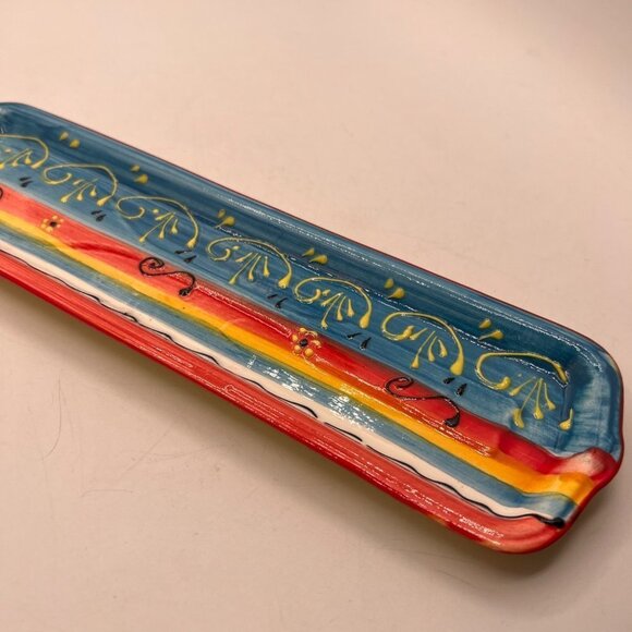 Spanish Hand Made Painted Ceramic Long Trinket Tray - Picture 9 of 9